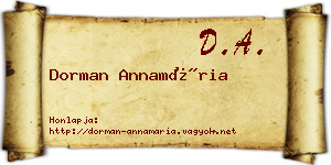 Dorman Annamária névjegykártya